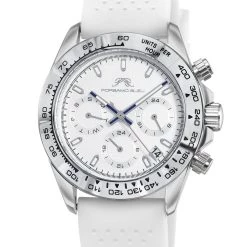 Hot Sale 🥰 Porsamo Bleu Alexis Sport 👩 Women's Silver Tone and White Silicone Strap ⌚ Watch 😀