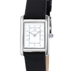 Cheap ✔️ Porsamo Bleu Karolina 👩 Women's Diamond ⌚ Watch with Black Leather Band 🎁