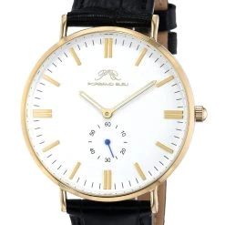 Flash Sale 🎁 Porsamo Bleu 👩 women Henry Men's Leather Gold, Black and White ⌚ Watch 🎉