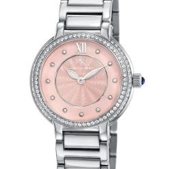 Top 10 ✨ Porsamo Bleu Stella 👩 Women's Silver Tone Crystal ⌚ Watch with Baby Pink Guilloche-Sunray Dial 😍