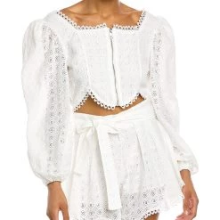 Discount 😍 women 70/21 Embroidered Lace Crop Top 👍