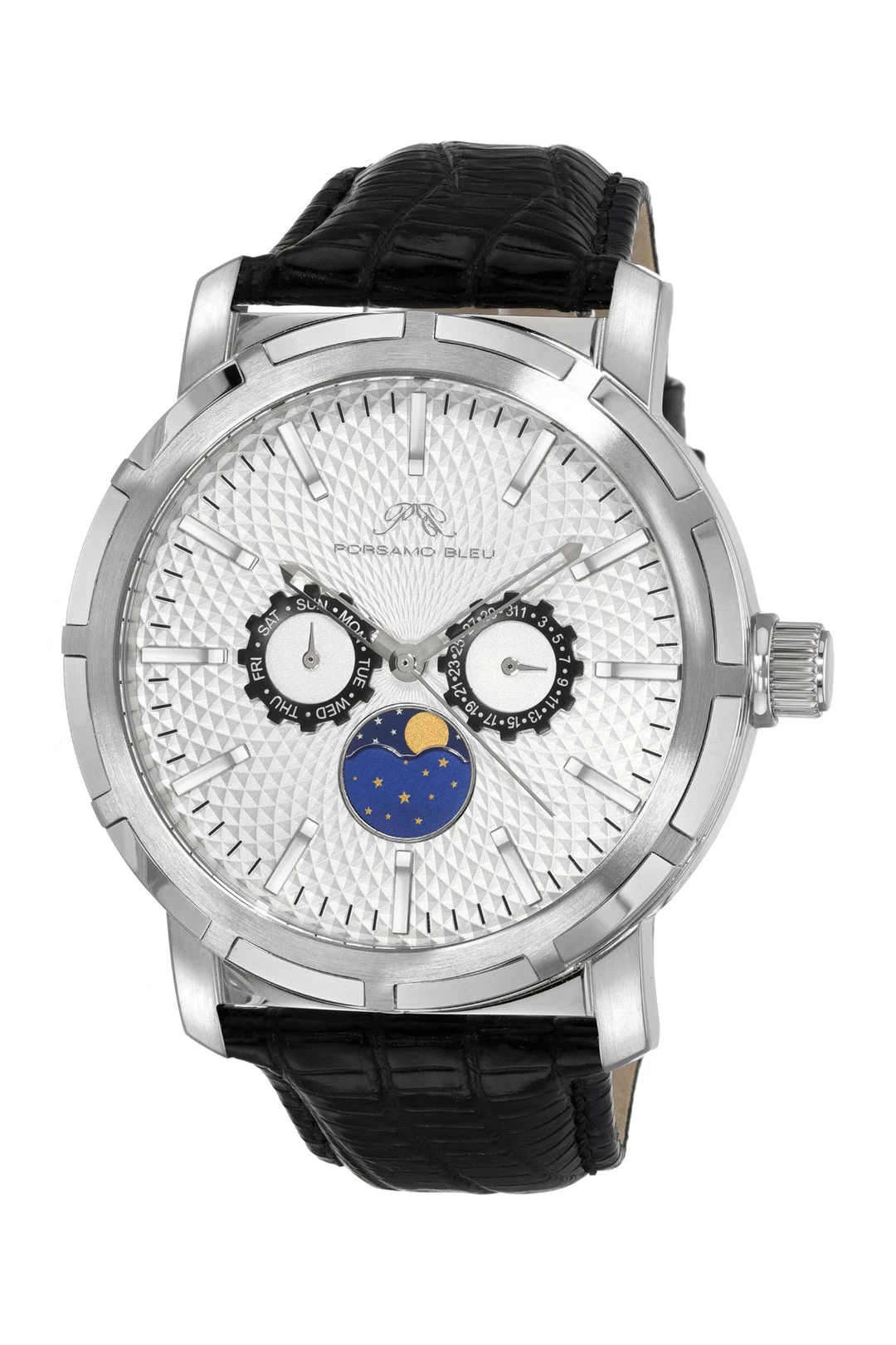 Deals ๐งจ Porsamo Bleu NYCm21 Men's Silver and Black Moon Phase โ Watch ๐ 3 Deals ๐งจ Porsamo Bleu NYCm21 Men's Silver and Black Moon Phase โ Watch ๐