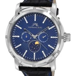 Buy ๐ฏ Porsamo Bleu NYCm21 Men's Silver and Black Moon Phase โ Watch ๐งจ