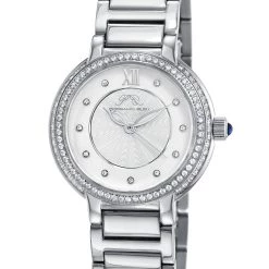 New ⌛ Porsamo Bleu Stella 👩 Women's Silver Tone Crystal ⌚ Watch with Guilloche-Sunray Dial ✔️